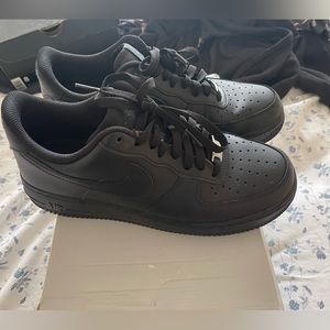Black Air Force one Nikes (AF1), rarely worn, slight creasing, size 8.5 in men